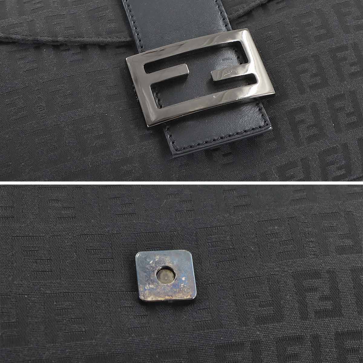 Zucchino Mamma Baguette Shoulder Bag Canvas Leather Black 8BR003