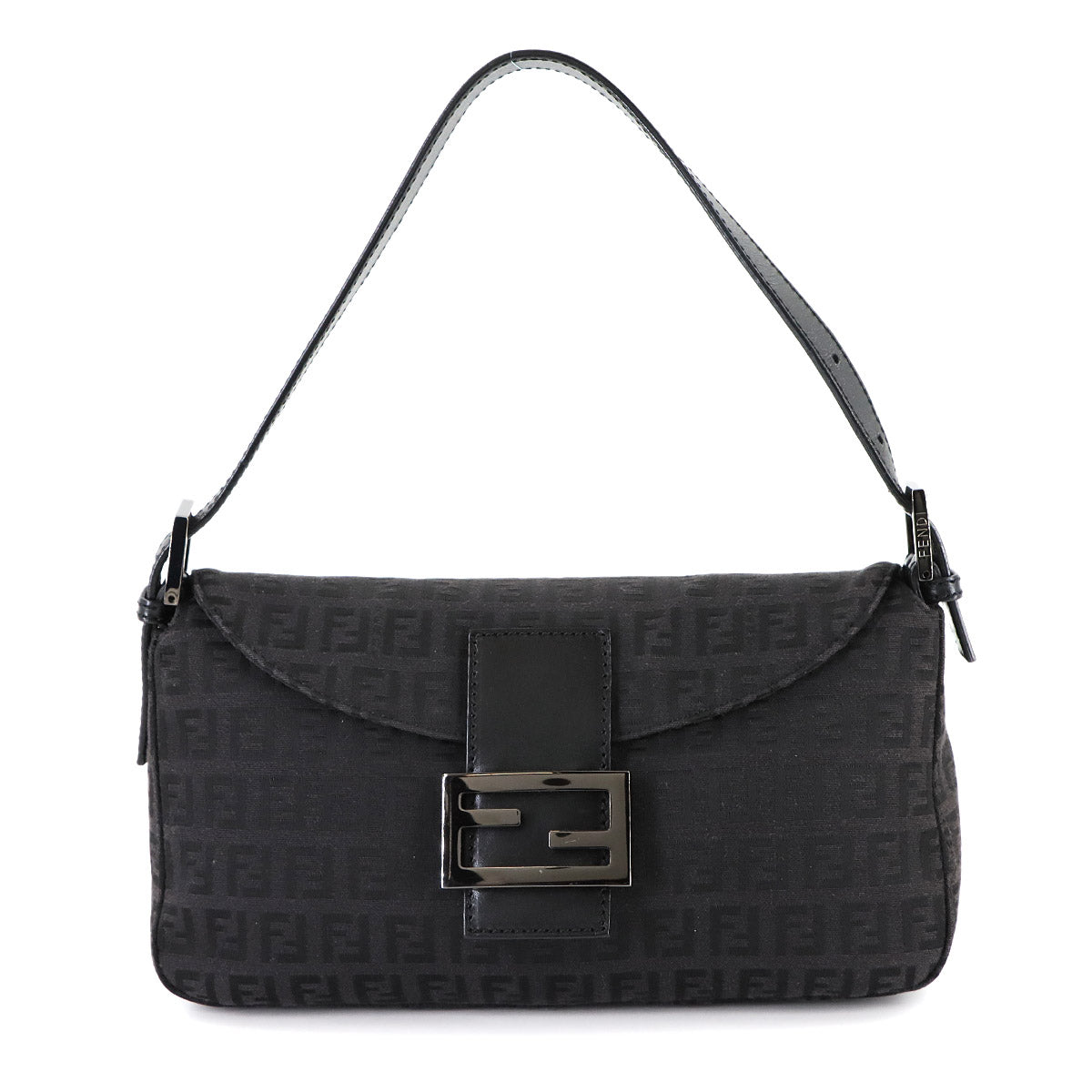 Zucchino Mamma Baguette Shoulder Bag Canvas Leather Black 8BR003