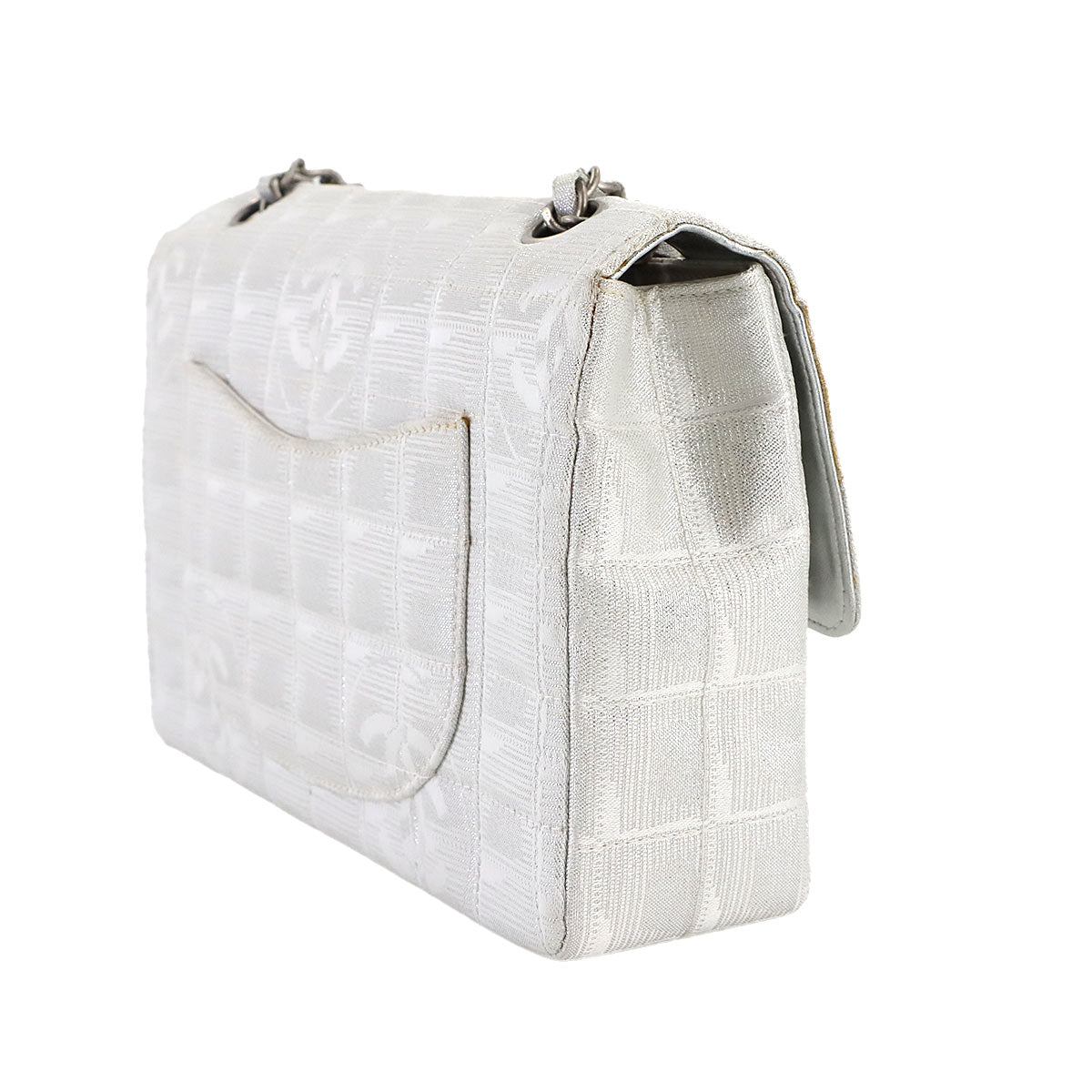 New Travel Line Chocolate Bar Chain Shoulder Bag White A15285