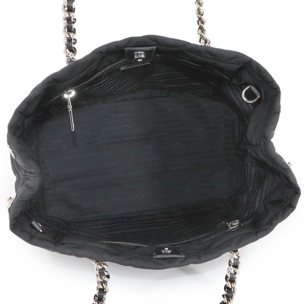 2way Tote Shoulder Bag Nylon Saffiano Leather Nero Black 1BG740