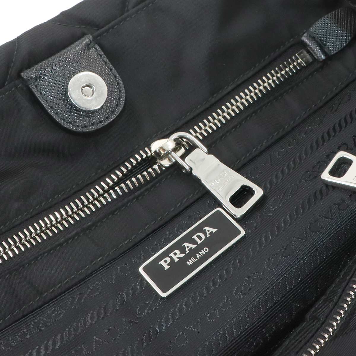 2way Tote Shoulder Bag Nylon Saffiano Leather Nero Black 1BG740