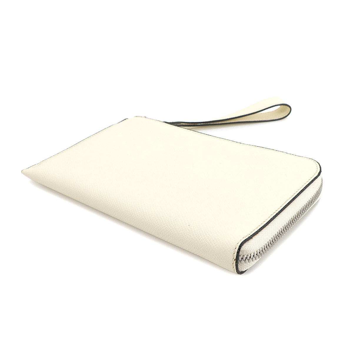 L-shaped Zipper Long Wallet Leather White V8L35 Purse