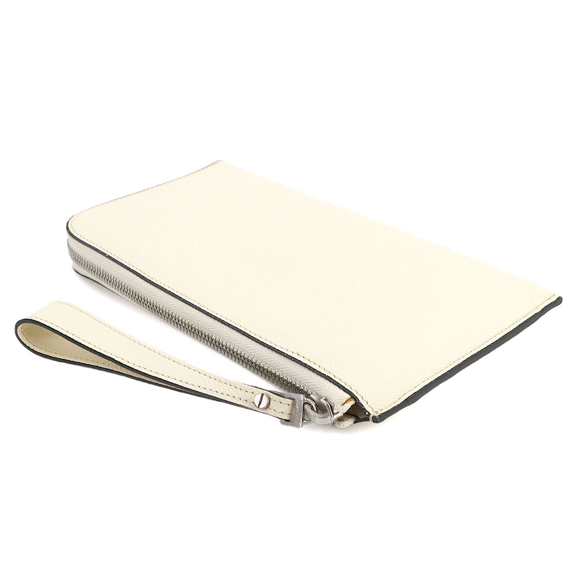 L-shaped Zipper Long Wallet Leather White V8L35 Purse