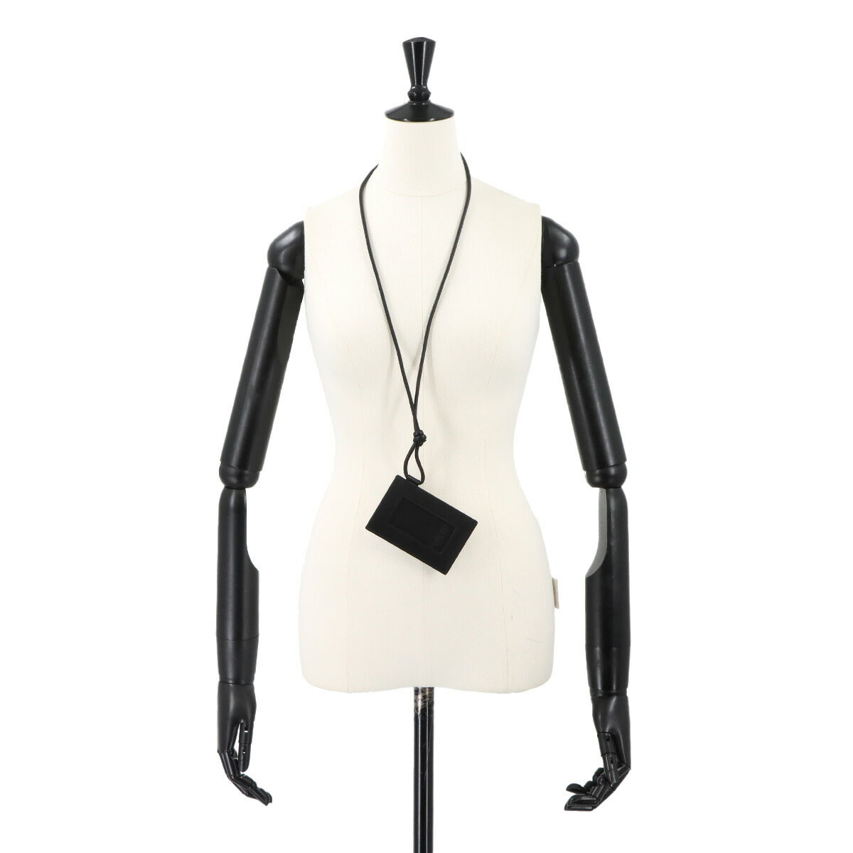 Intrecciato Badge Holder Card Case Leather Black 785985