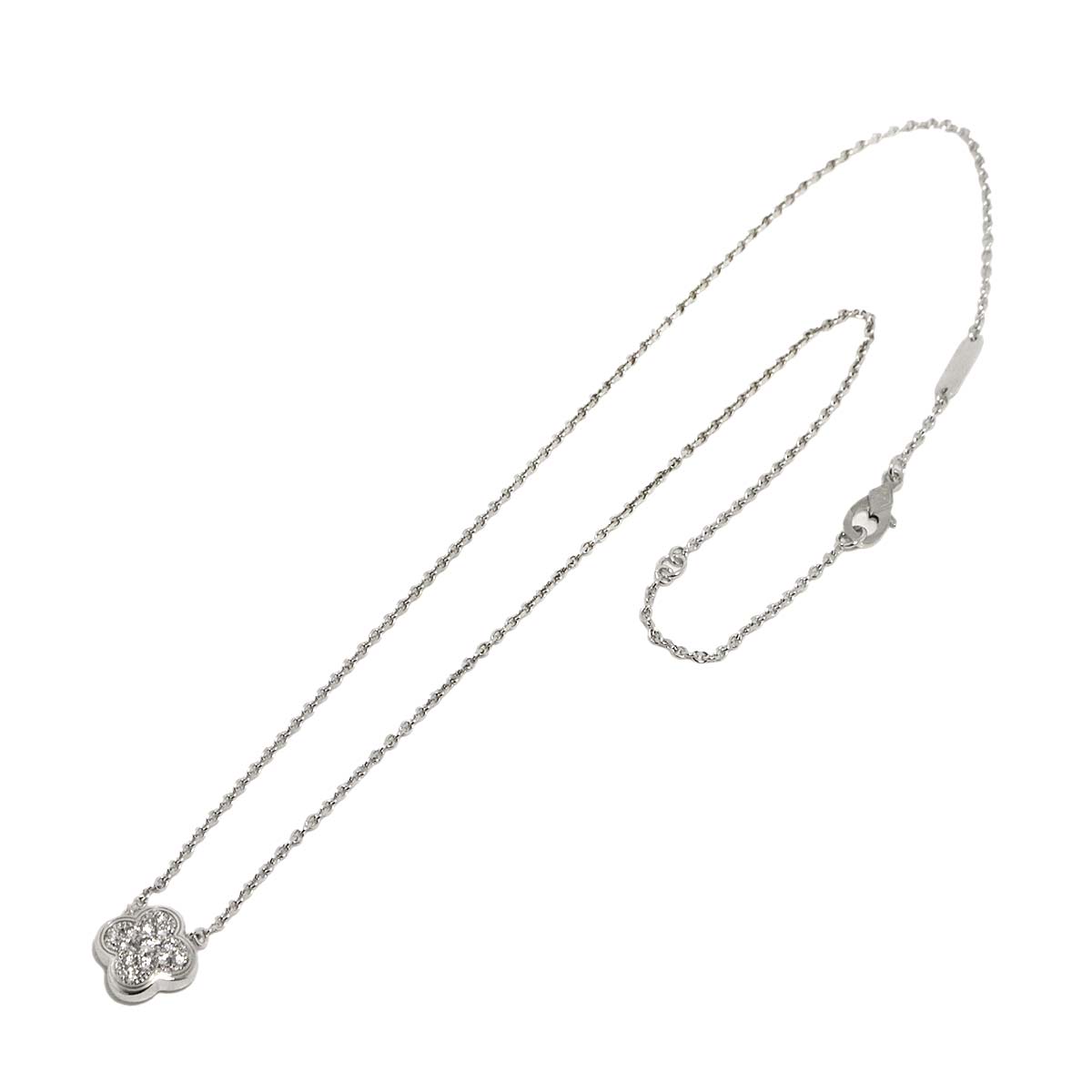 Pure Alhambra Diamond Necklace 18K White Gold 750