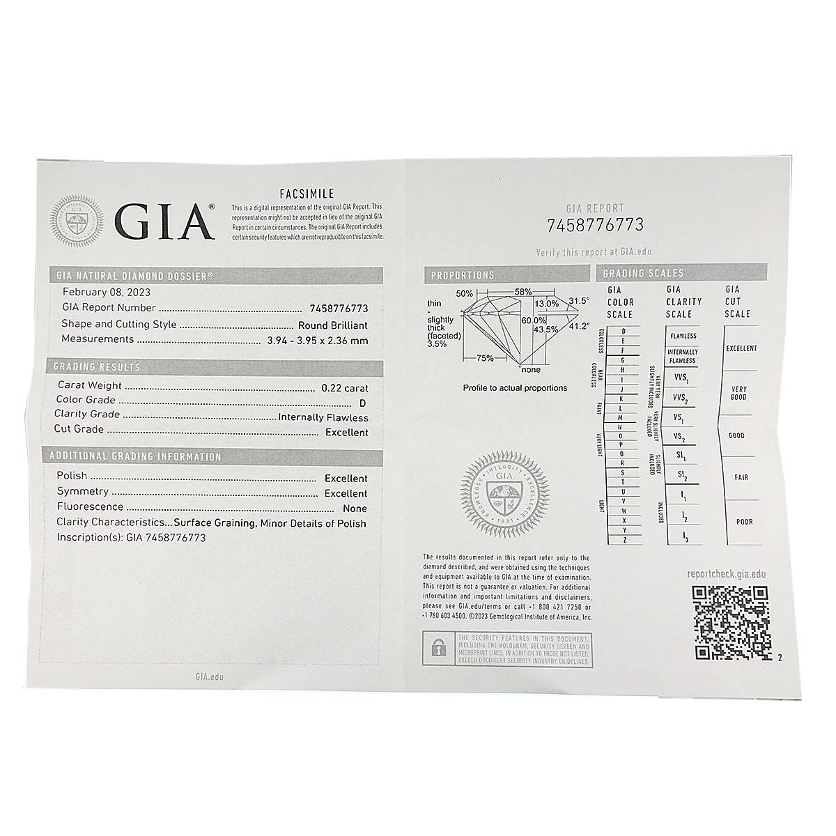 C De Diamond 0.22ct D/IF/3EX Necklace 18K Pink Gold 750