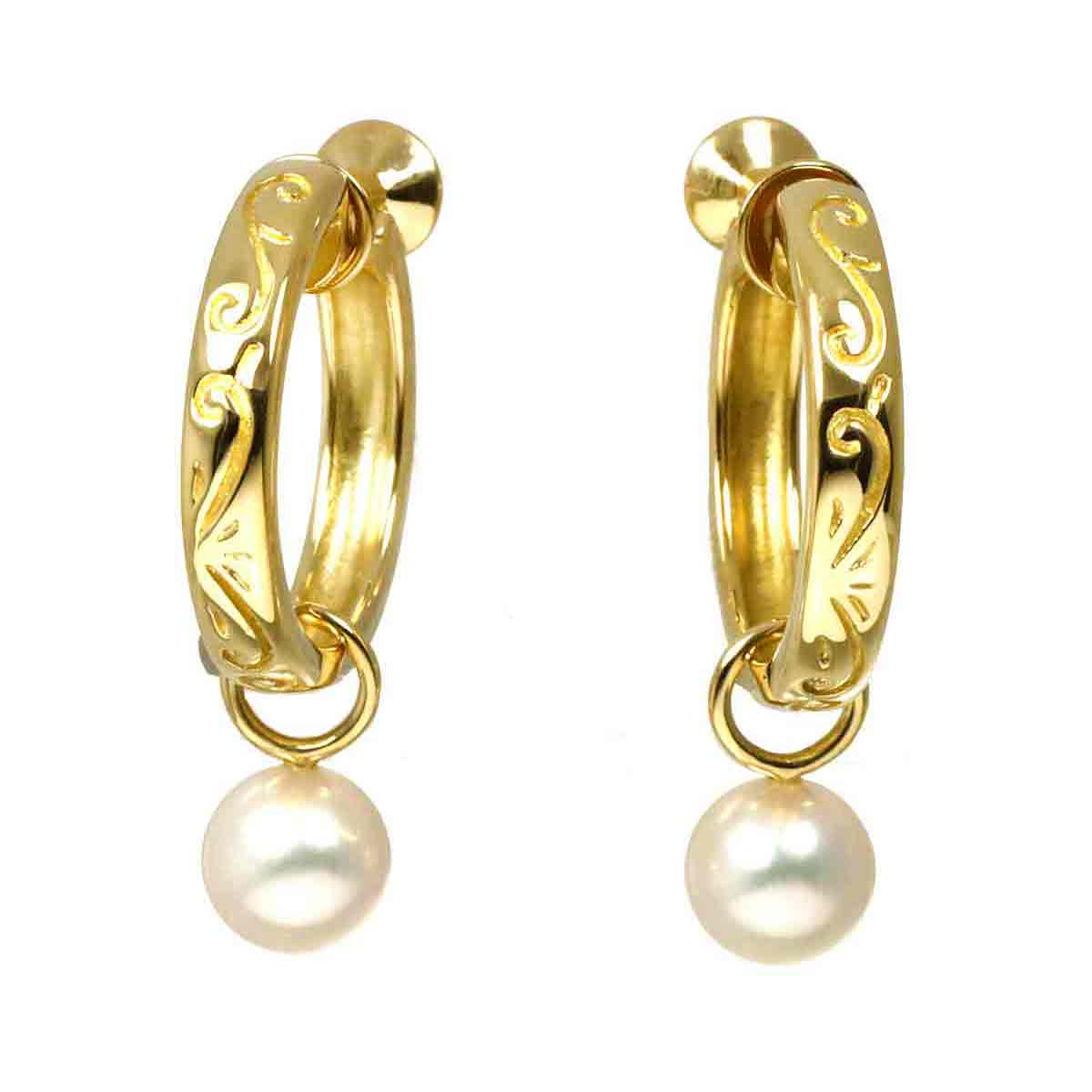 Akoya Pearl 6.5mm Earrings 18K Yellow Gold 750