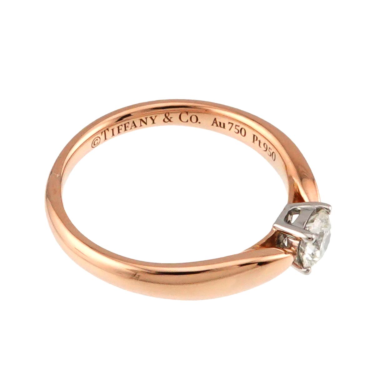 Harmony Diamond 0.24ct H/VS1/3EX Ring Pt 18K PG Size4(US)