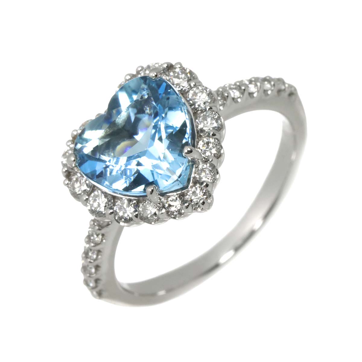 Aquamarine 1.58ct Diamond 0.44ct Ring 18K WG Size4.5(US)