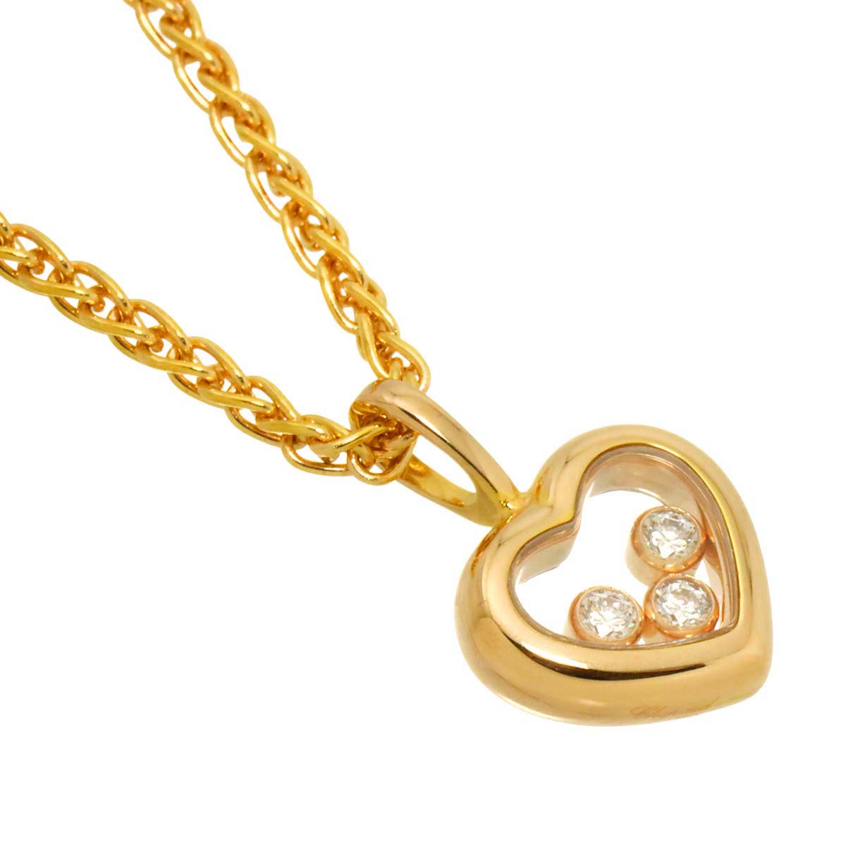 Happy Diamond Heart Necklace 18K PG 750