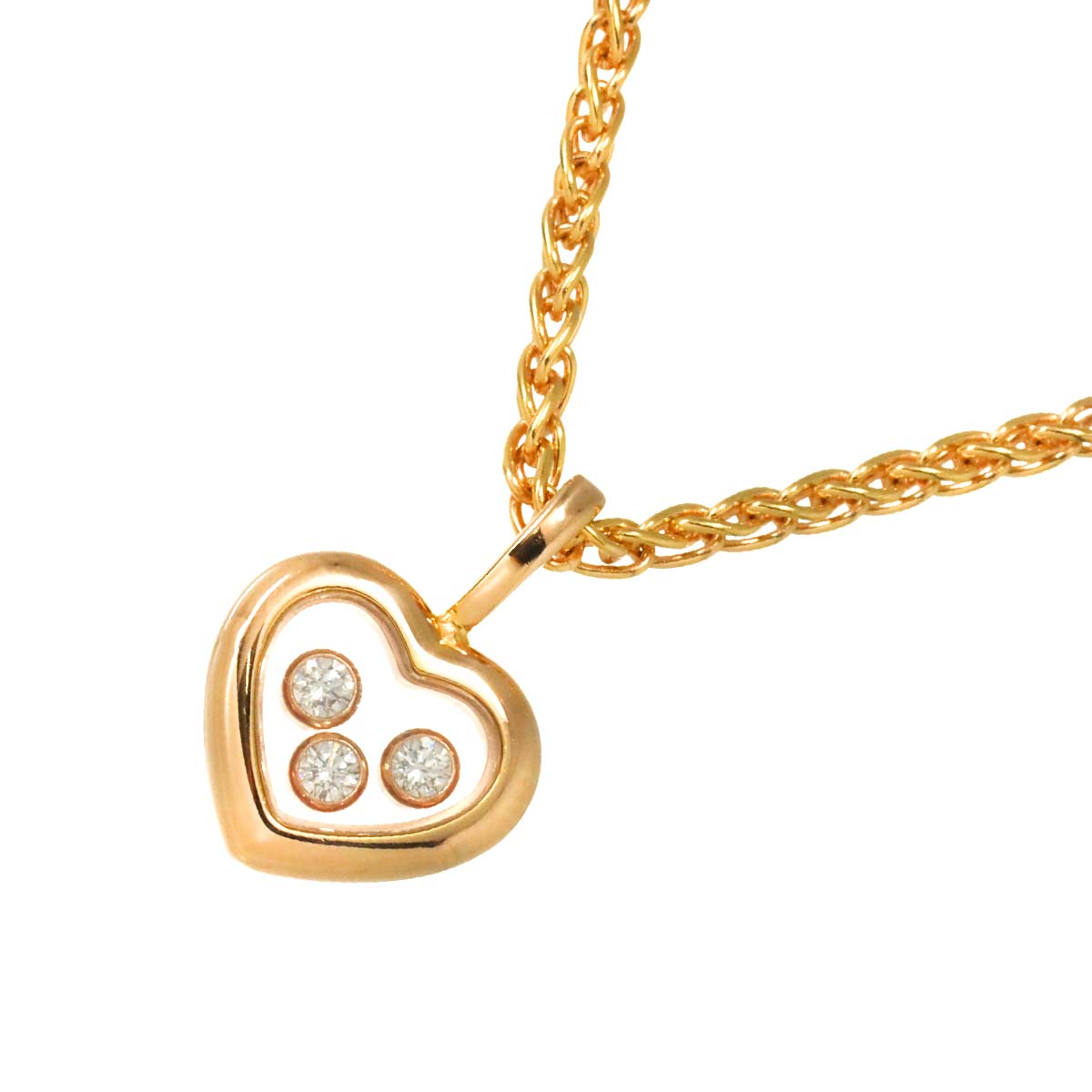 Happy Diamond Heart Necklace 18K PG 750