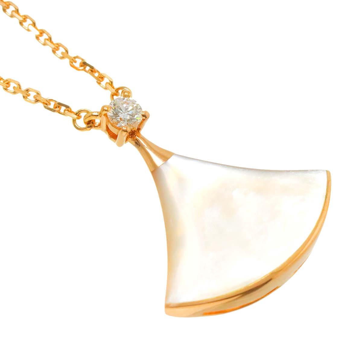 DIVAS DREAM Mother of Pearl MOP Diamond Necklace 18K PG 750