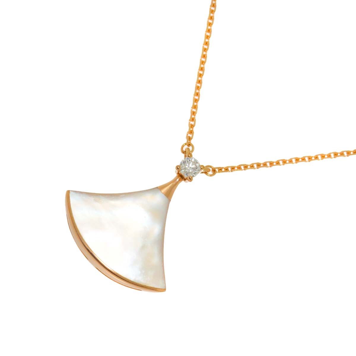 DIVAS DREAM Mother of Pearl MOP Diamond Necklace 18K PG 750