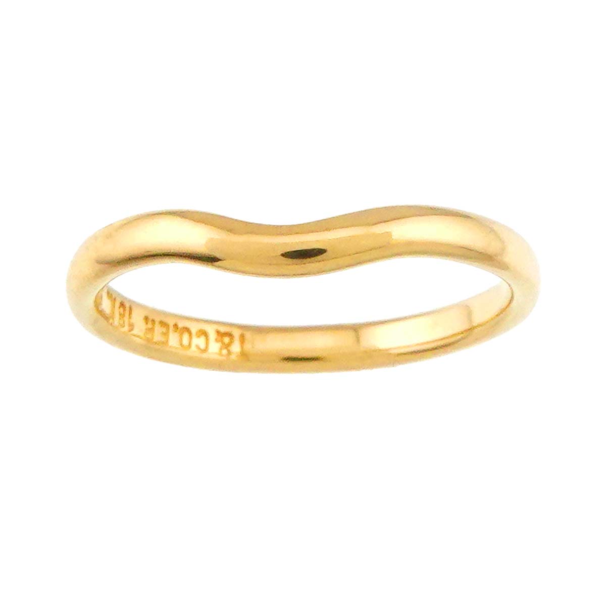 Curved Band Ring 18K Yellow Gold 750 size4.75-5(US)