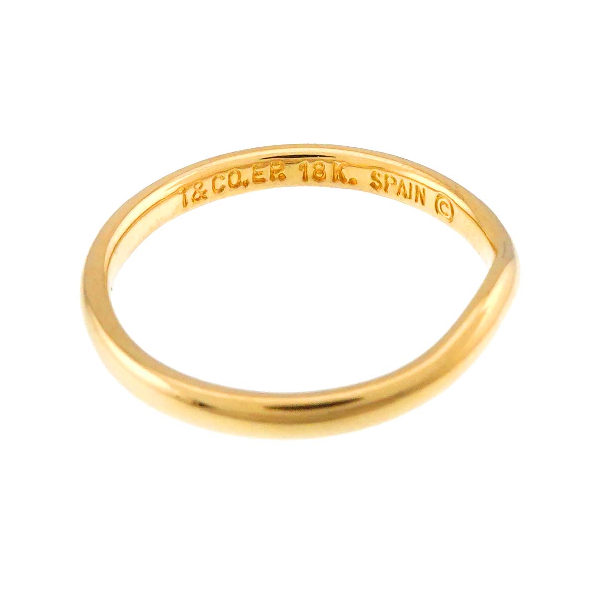 Curved Band Ring 18K Yellow Gold 750 size4.75-5(US)