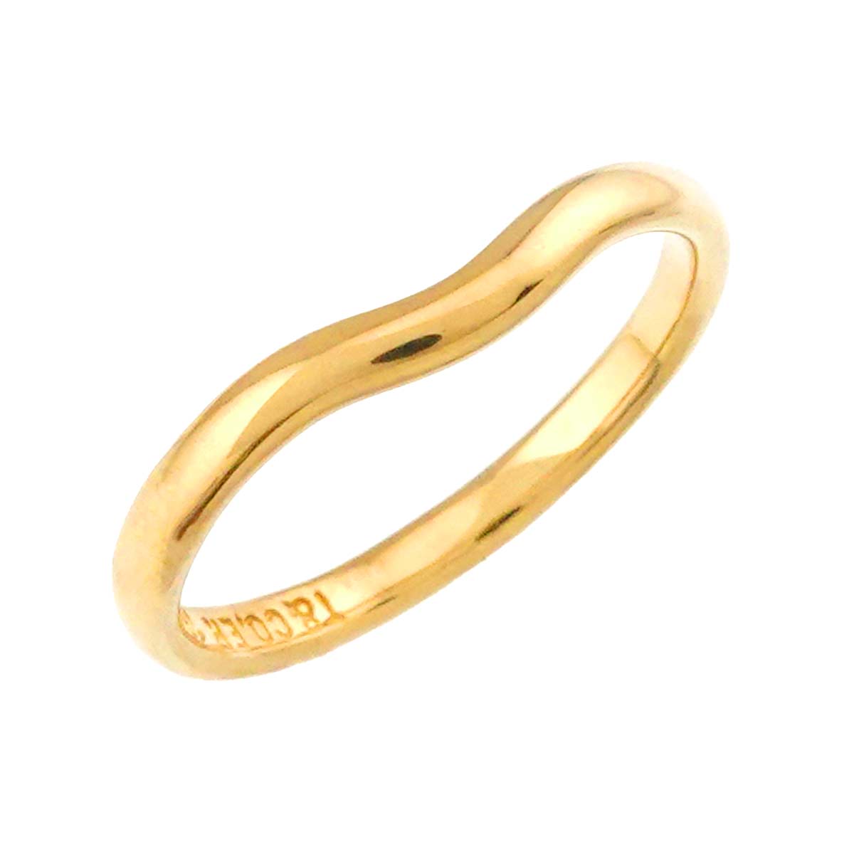 Curved Band Ring 18K Yellow Gold 750 size4.75-5(US)