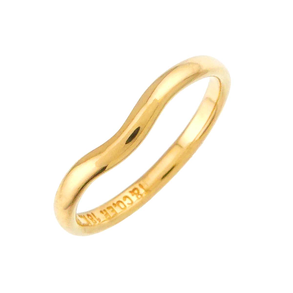 Curved Band Ring 18K Yellow Gold 750 size4.75-5(US)