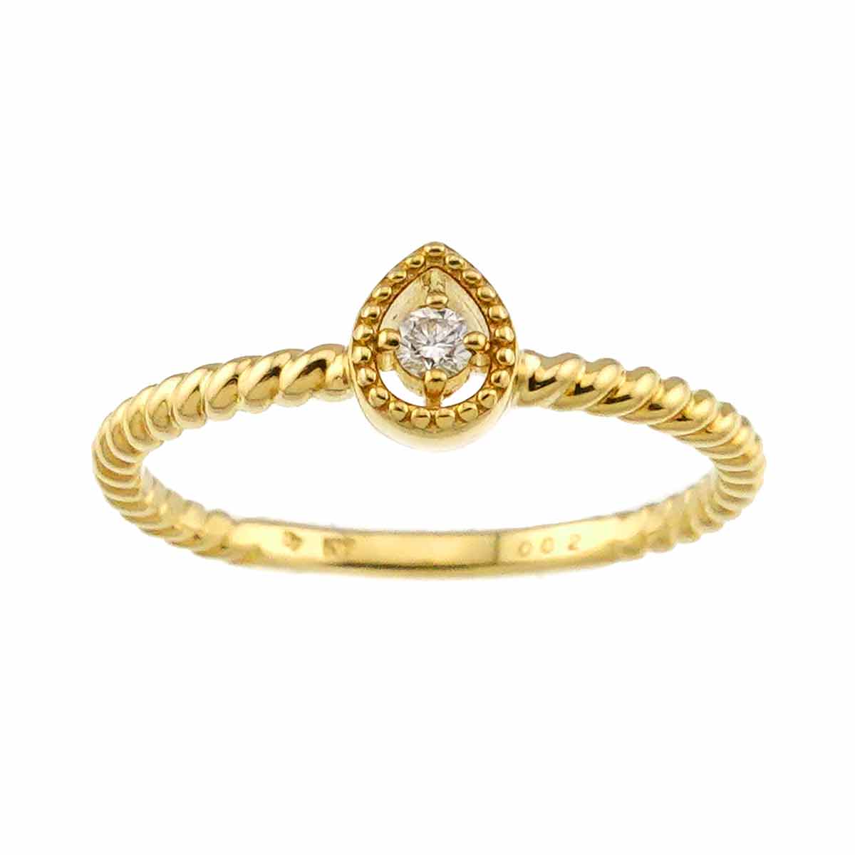Diamond 0.02ct Ring 18K YG Yellow Gold 750 4.75-5(US)