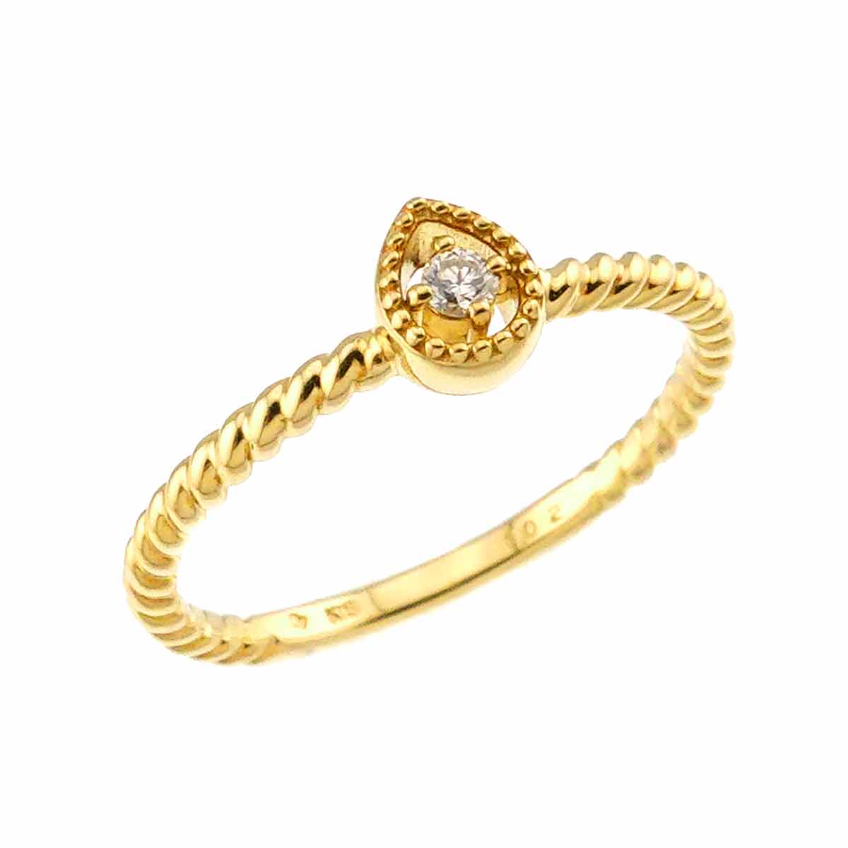 Diamond 0.02ct Ring 18K YG Yellow Gold 750 4.75-5(US)