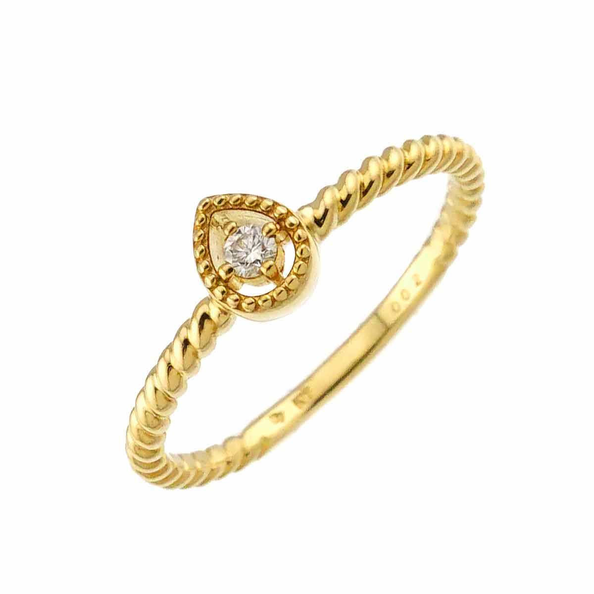 Diamond 0.02ct Ring 18K YG Yellow Gold 750 4.75-5(US)