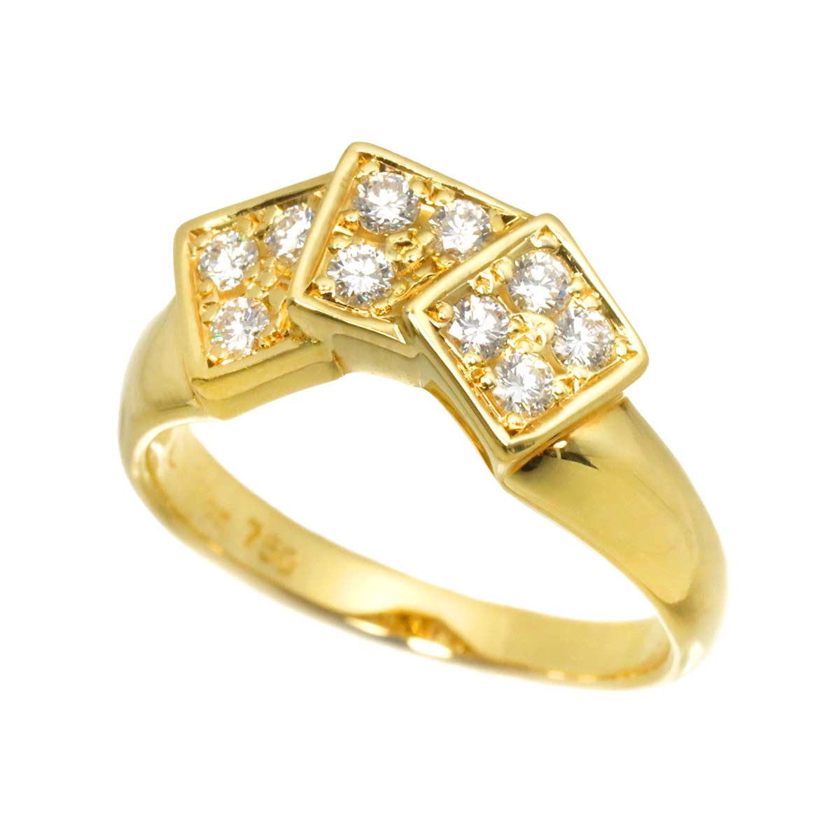 Diamond Ring 18K YG 750 size5.25-5.5(US)