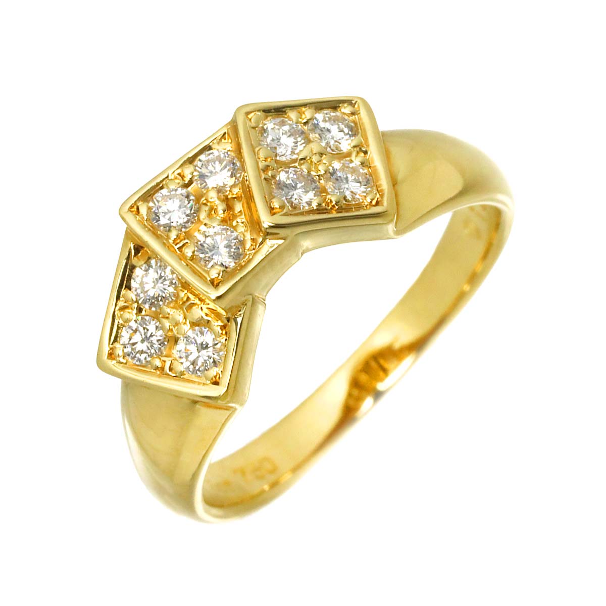 Diamond Ring 18K YG 750 size5.25-5.5(US)