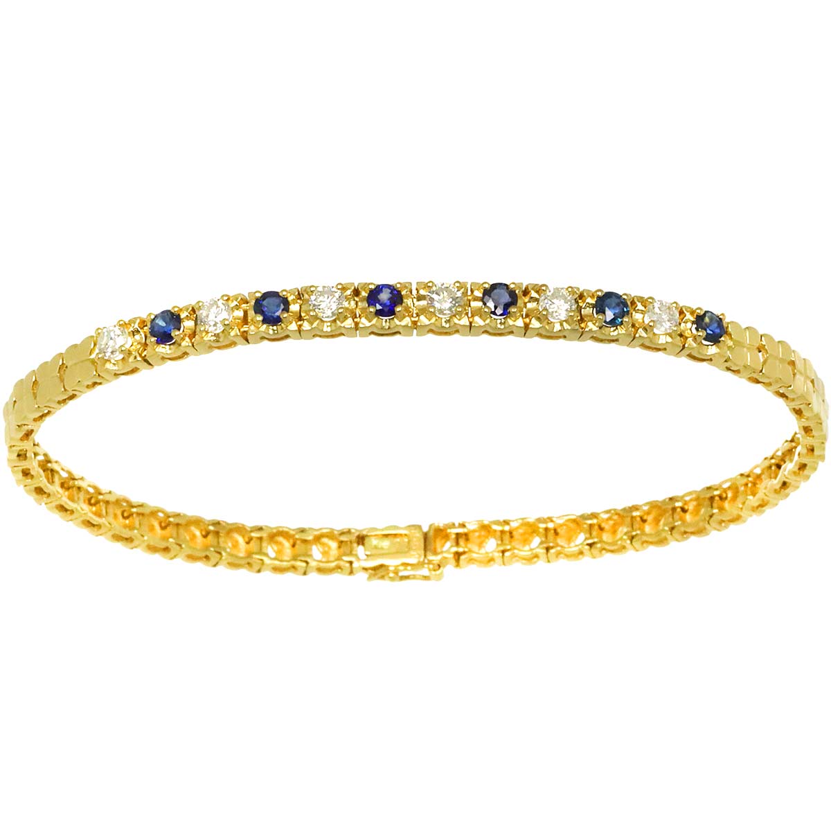 Sapphire 0.78ct Diamond 0.61ct Bracelet K18 YG Yellow Gold 750