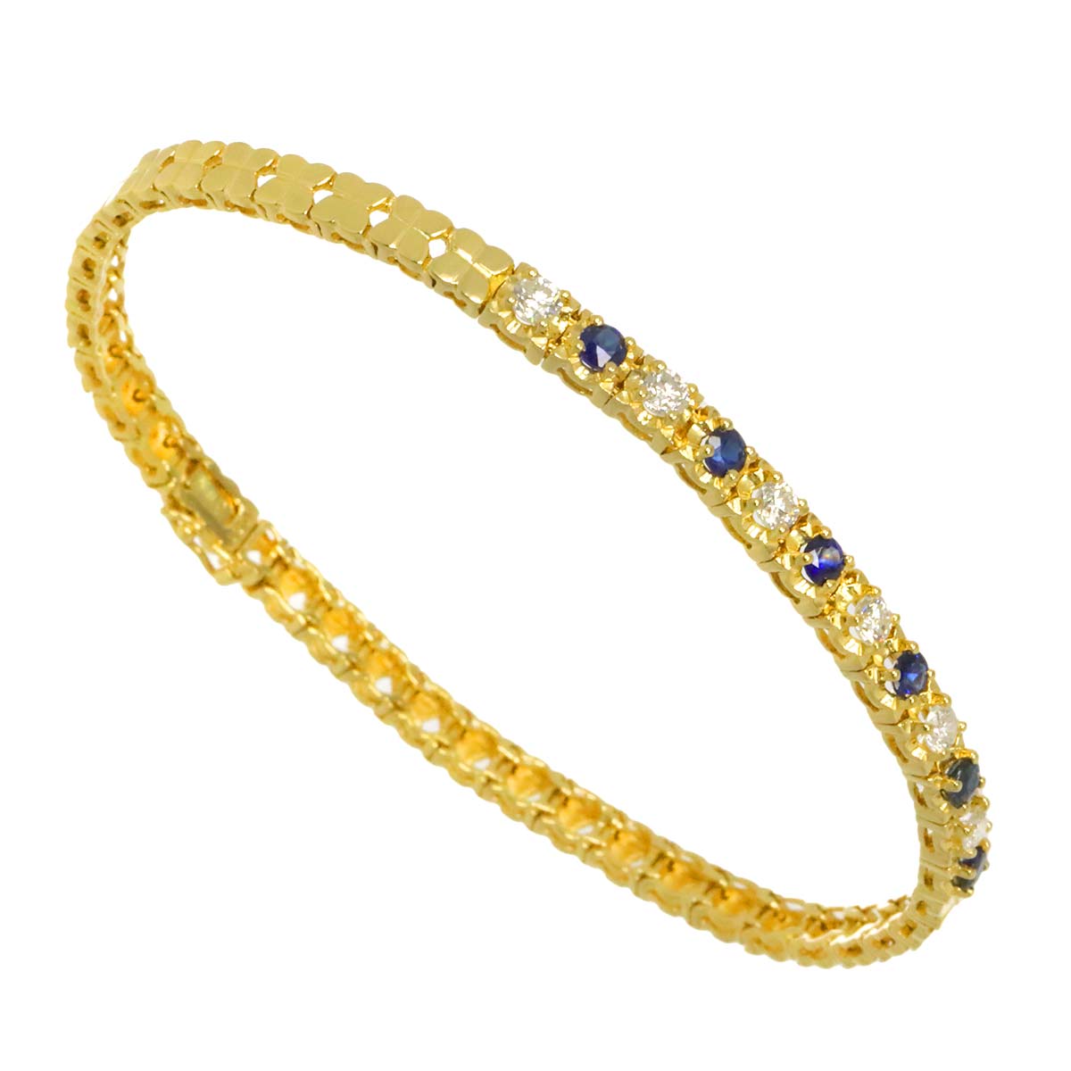 Sapphire 0.78ct Diamond 0.61ct Bracelet K18 YG Yellow Gold 750