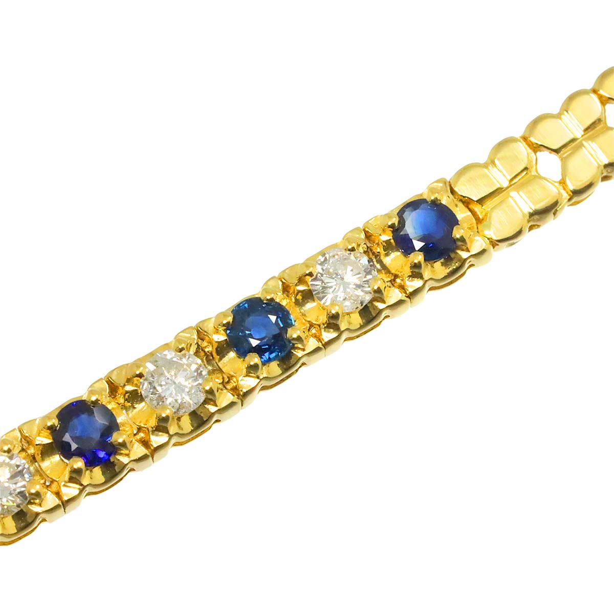 Sapphire 0.78ct Diamond 0.61ct Bracelet K18 YG Yellow Gold 750