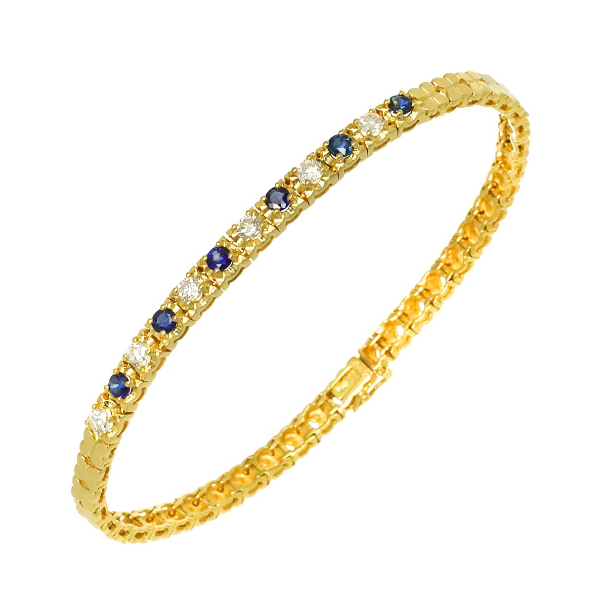 Sapphire 0.78ct Diamond 0.61ct Bracelet K18 YG Yellow Gold 750