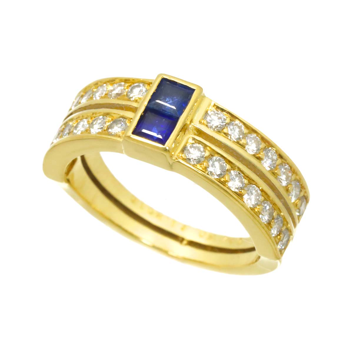 Sapphire Diamond Ring 18K YG 750 size6.25-6.5(US)