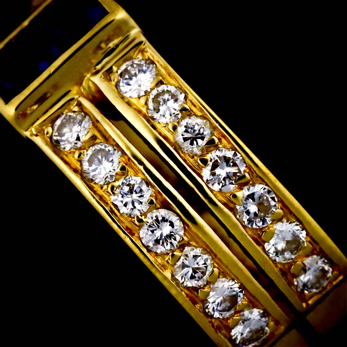 Sapphire Diamond Ring 18K YG 750 size6.25-6.5(US)