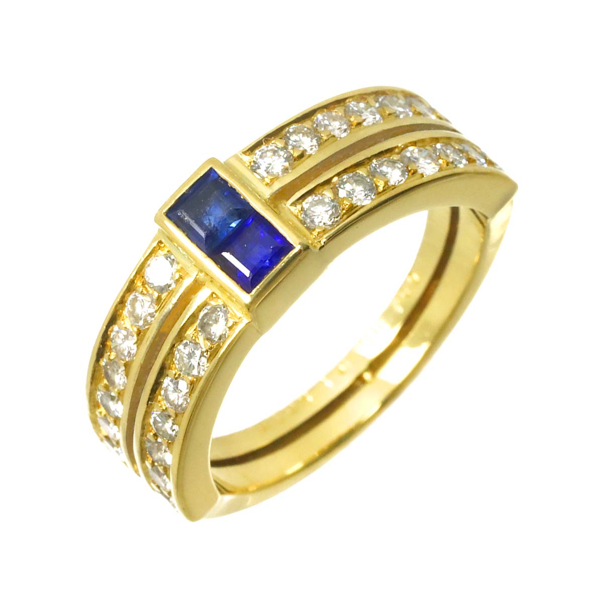 Sapphire Diamond Ring 18K YG 750 size6.25-6.5(US)