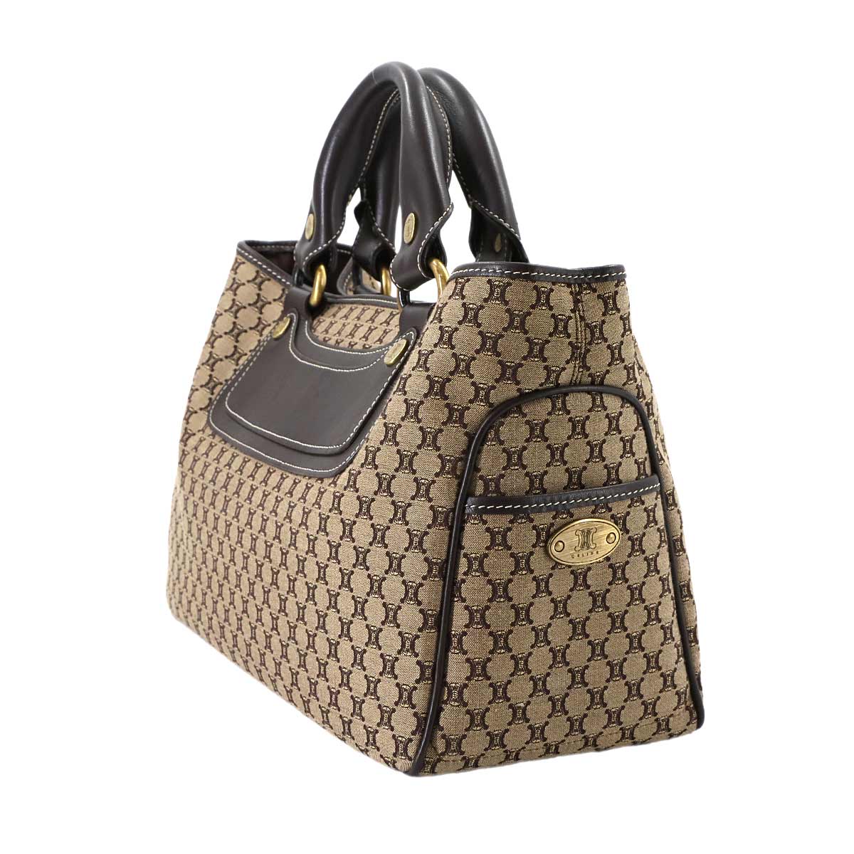 Macadam Boogie Hand Bag Canvas Leather Brown Vintage