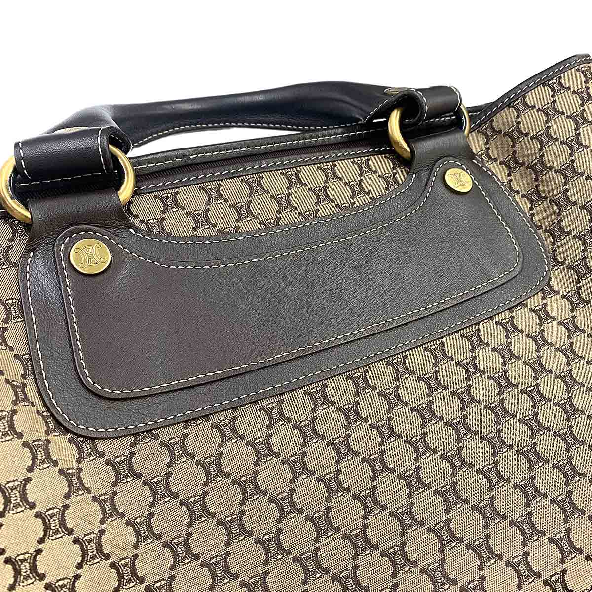 Macadam Boogie Hand Bag Canvas Leather Brown Vintage