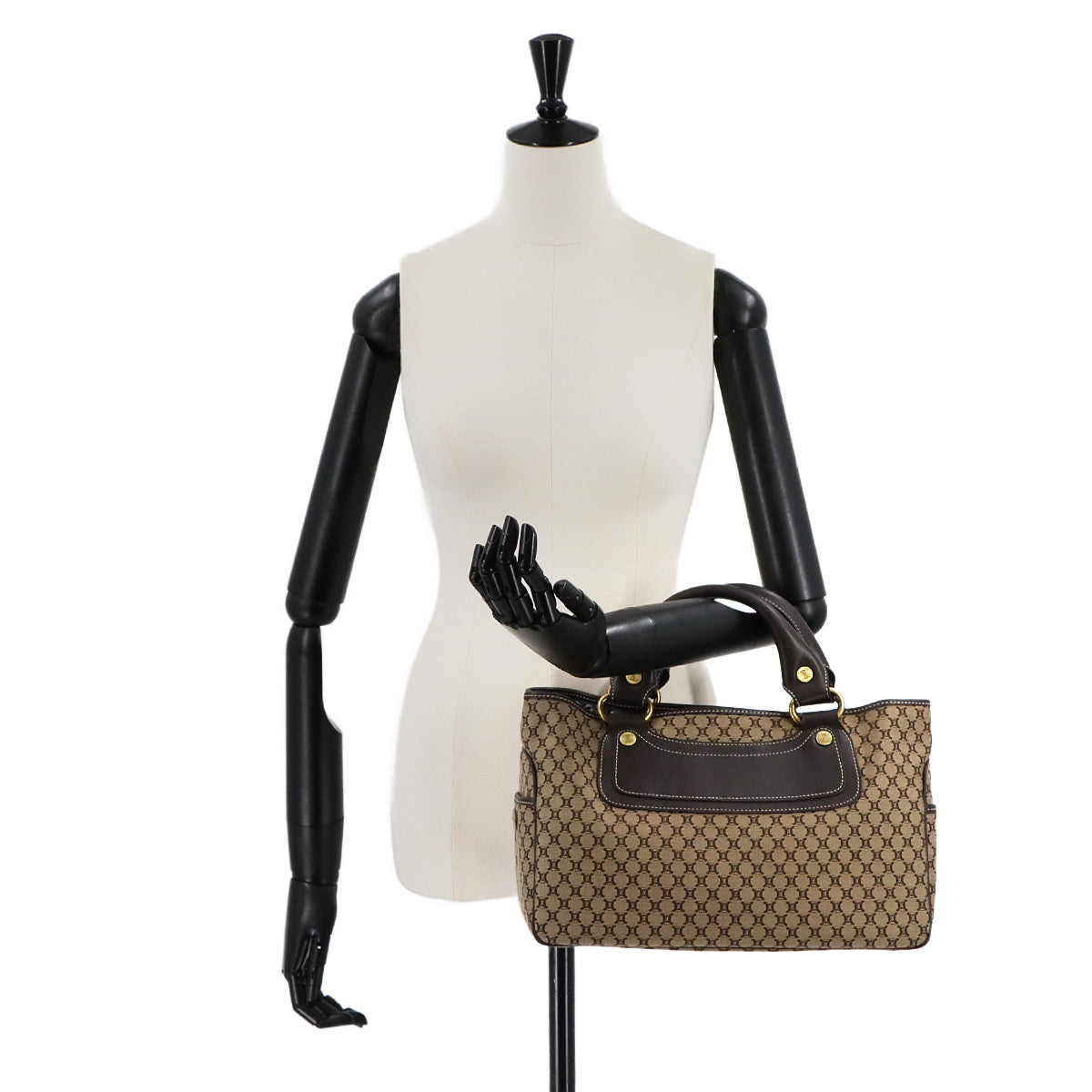 Macadam Boogie Hand Bag Canvas Leather Brown Vintage