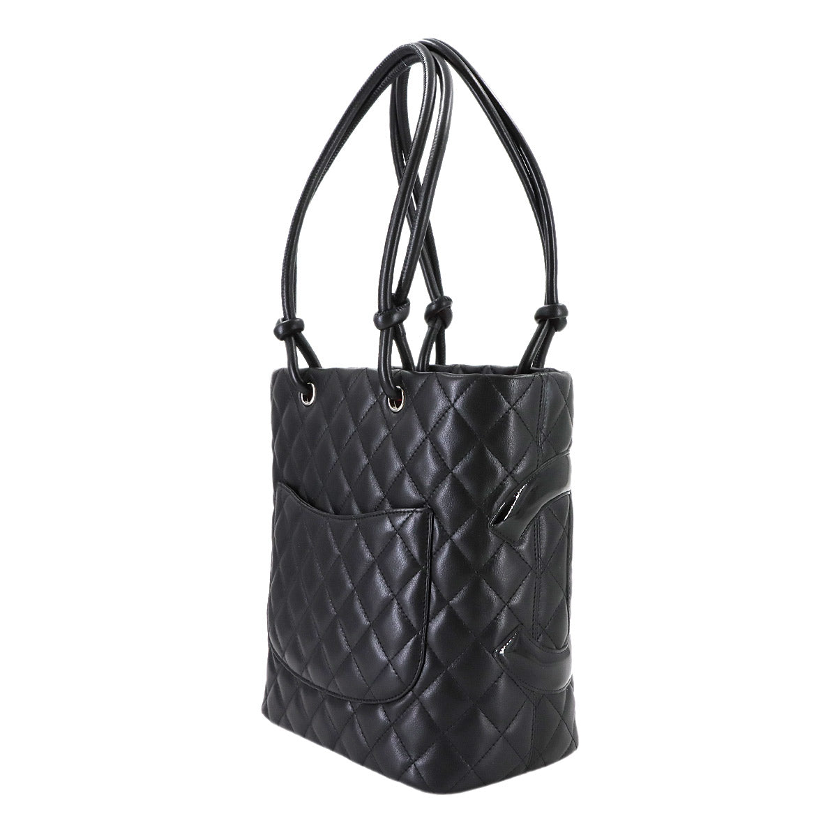 Cambon Line Medium Tote Bag Leather Enamel Black A25167 Purse