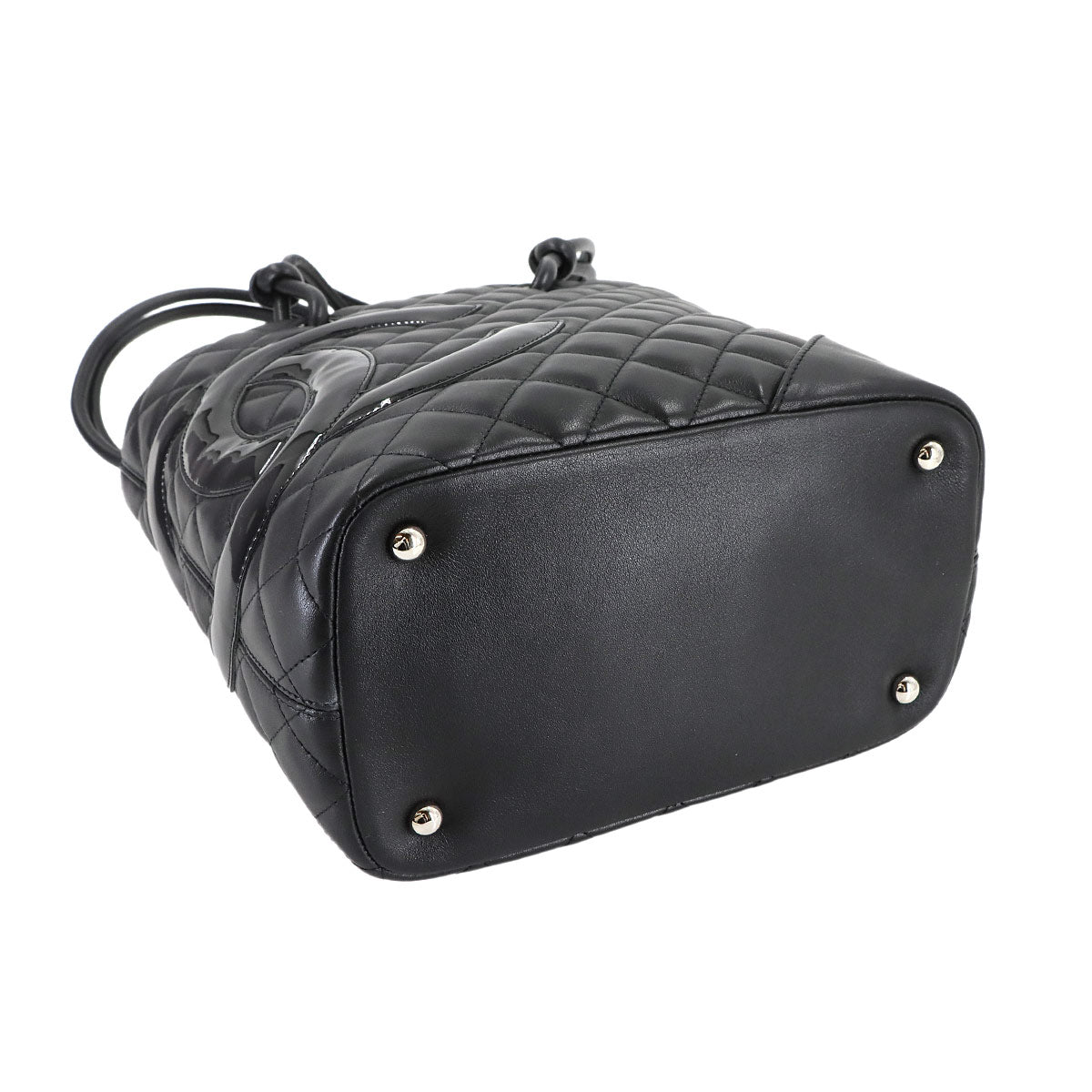 Cambon Line Medium Tote Bag Leather Enamel Black A25167 Purse