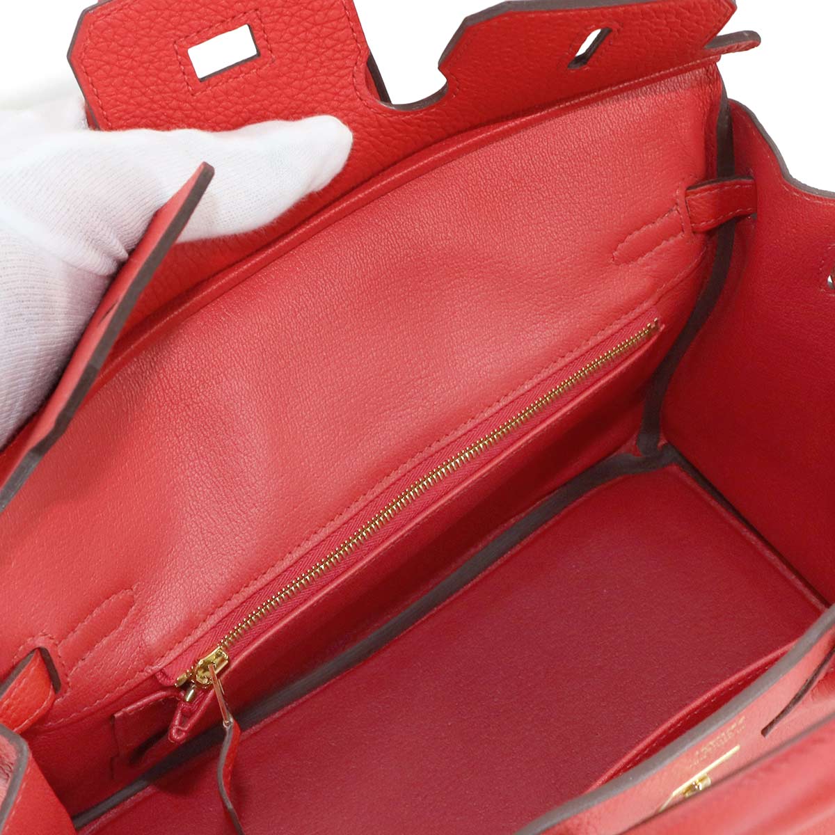 Birkin 25 Togo Leather Rouge de Coeur Hand Bag Purse