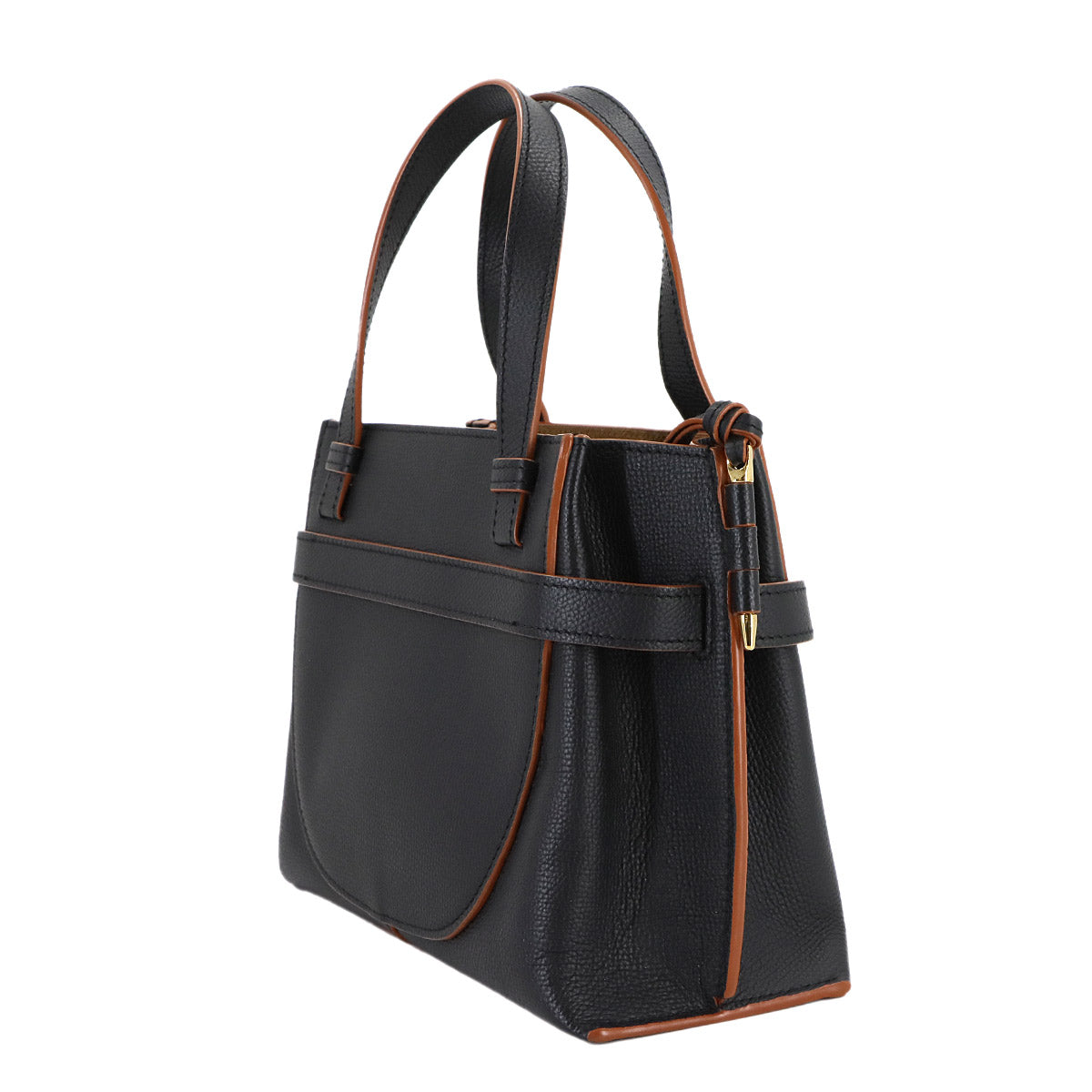 Gate Top Handle Mini Hand Shoulder Bag Leather Black Anagram