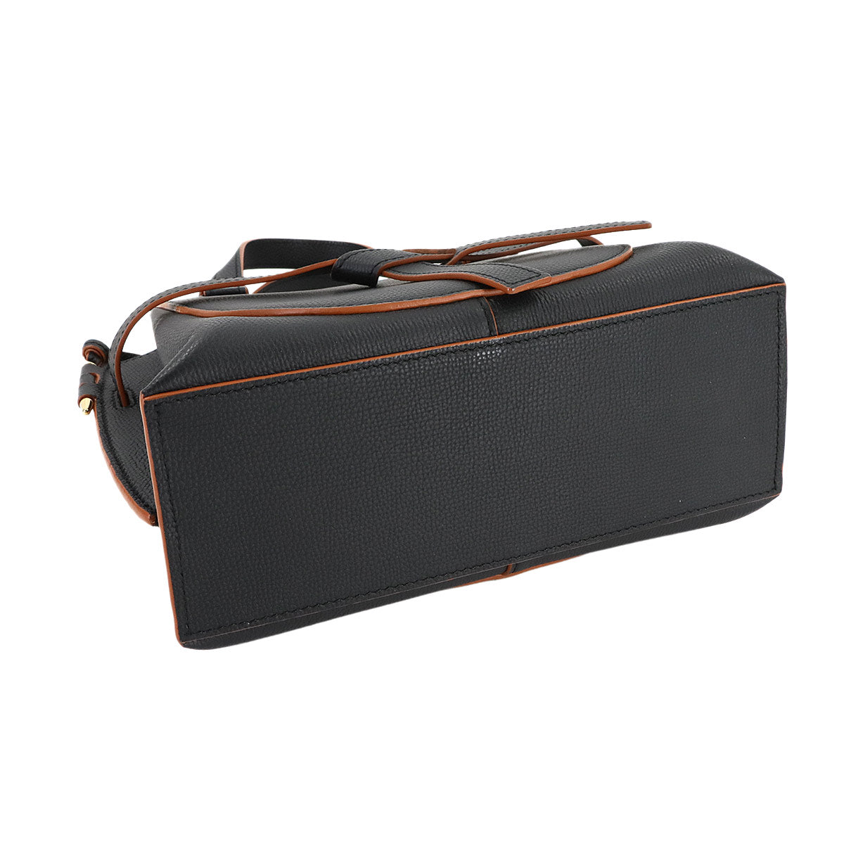 Gate Top Handle Mini Hand Shoulder Bag Leather Black Anagram