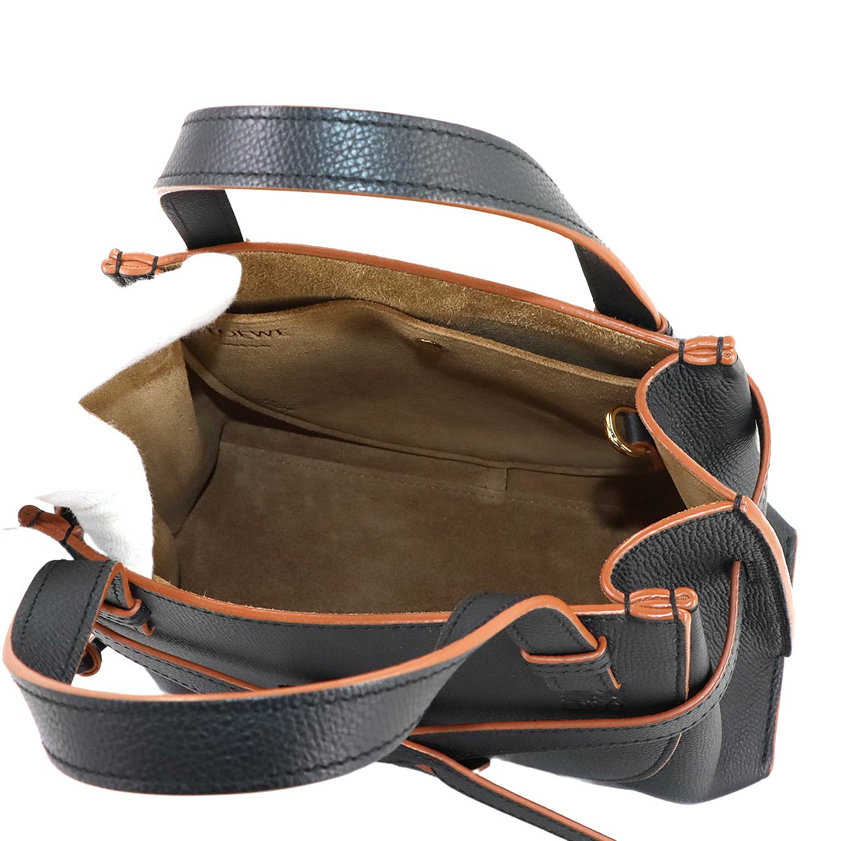 Gate Top Handle Mini Hand Shoulder Bag Leather Black Anagram