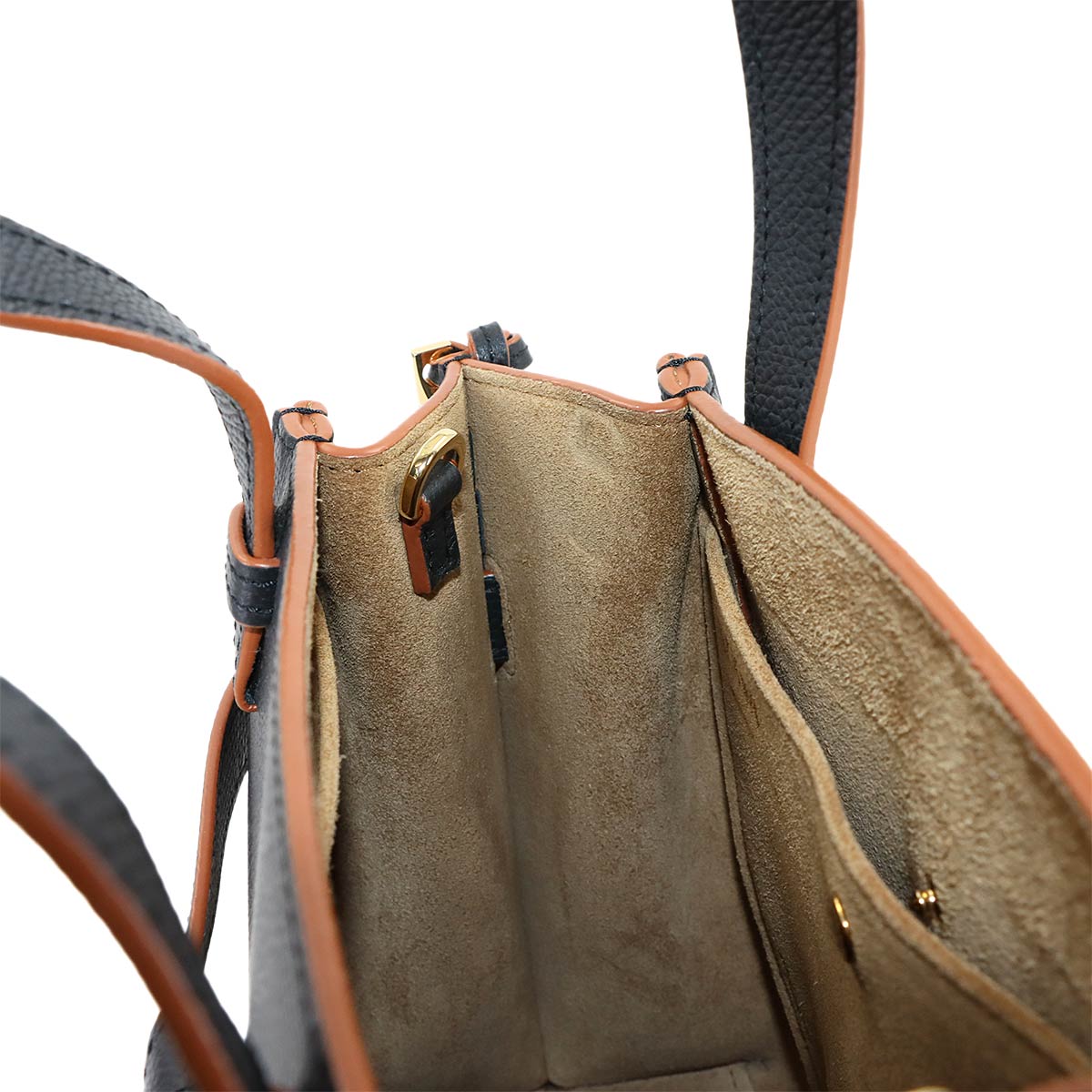 Gate Top Handle Mini Hand Shoulder Bag Leather Black Anagram