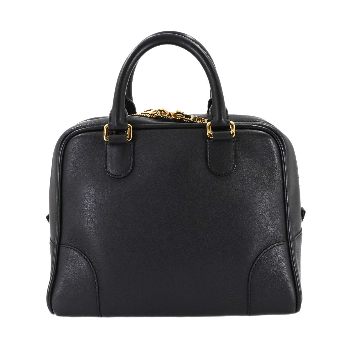 Amazona 75 Medium 2way Hand Shoulder Bag Leather Black Purse