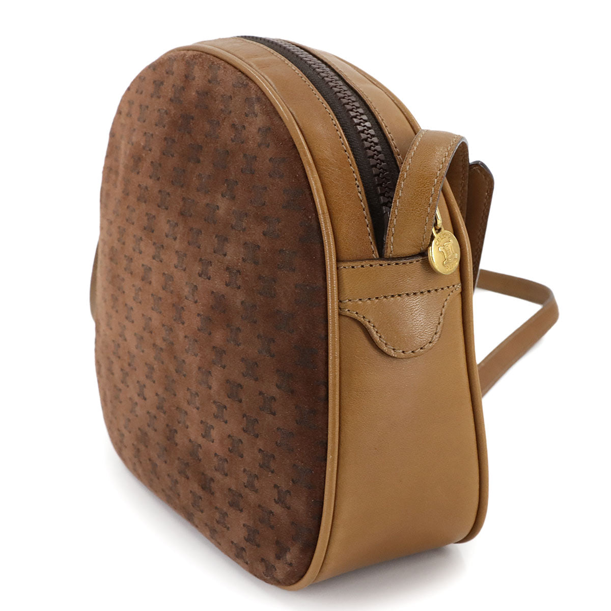 Macadam Shoulder Bag Suede Leather Brown Vintage Purse