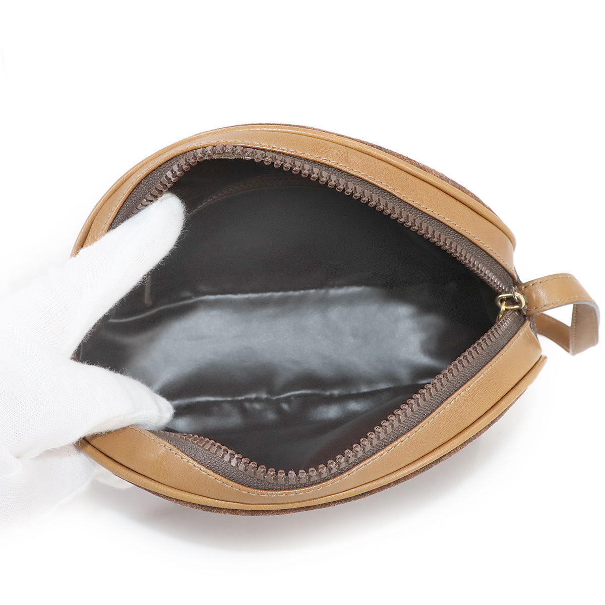 Macadam Shoulder Bag Suede Leather Brown Vintage Purse