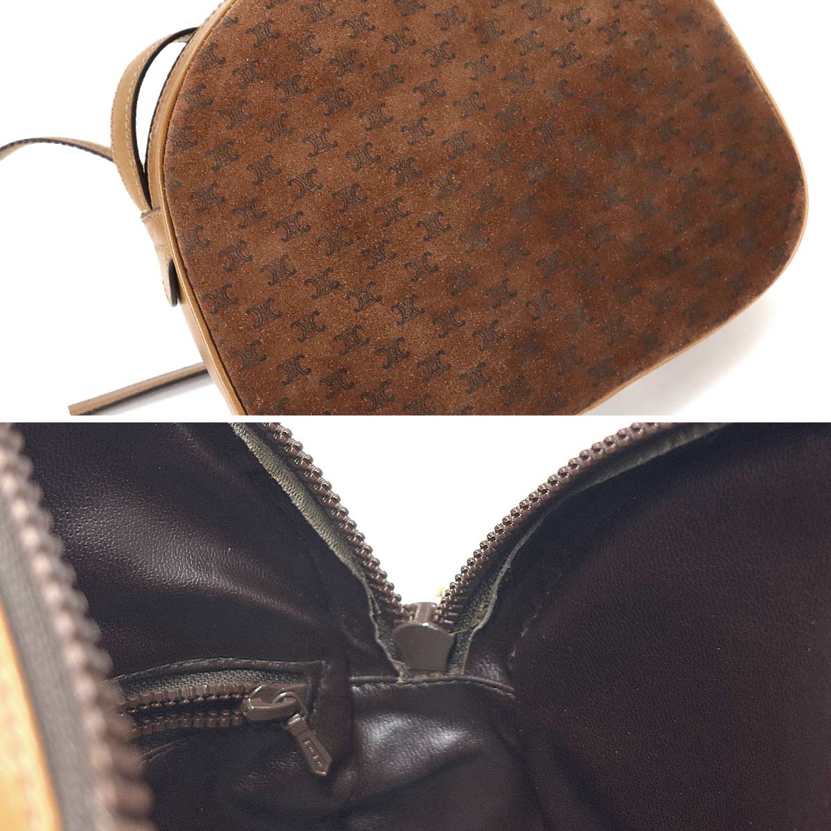 Macadam Shoulder Bag Suede Leather Brown Vintage Purse