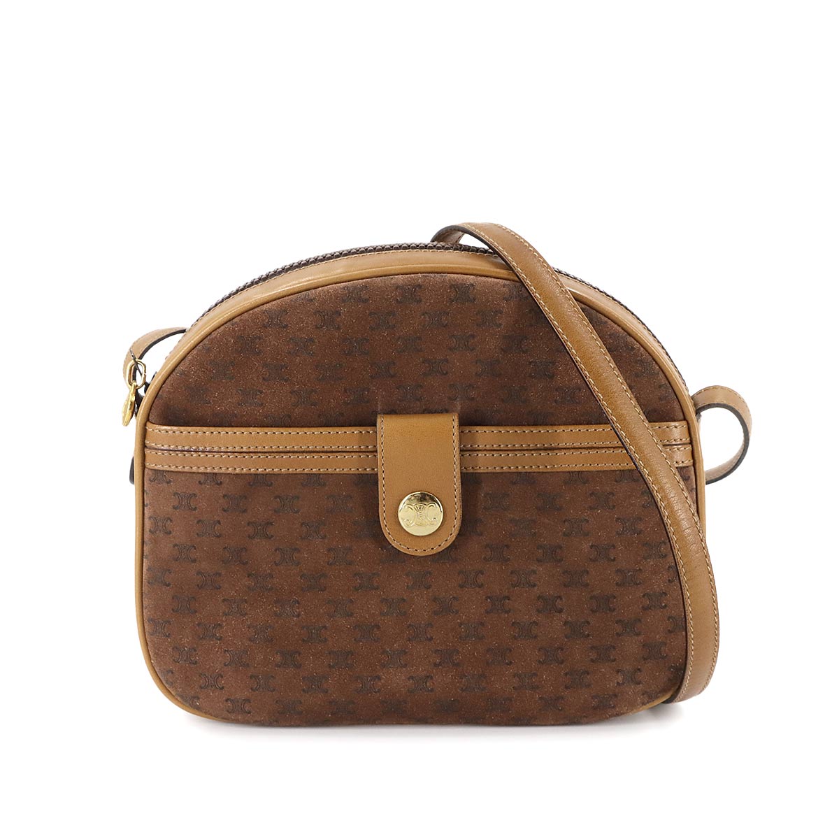 Macadam Shoulder Bag Suede Leather Brown Vintage Purse