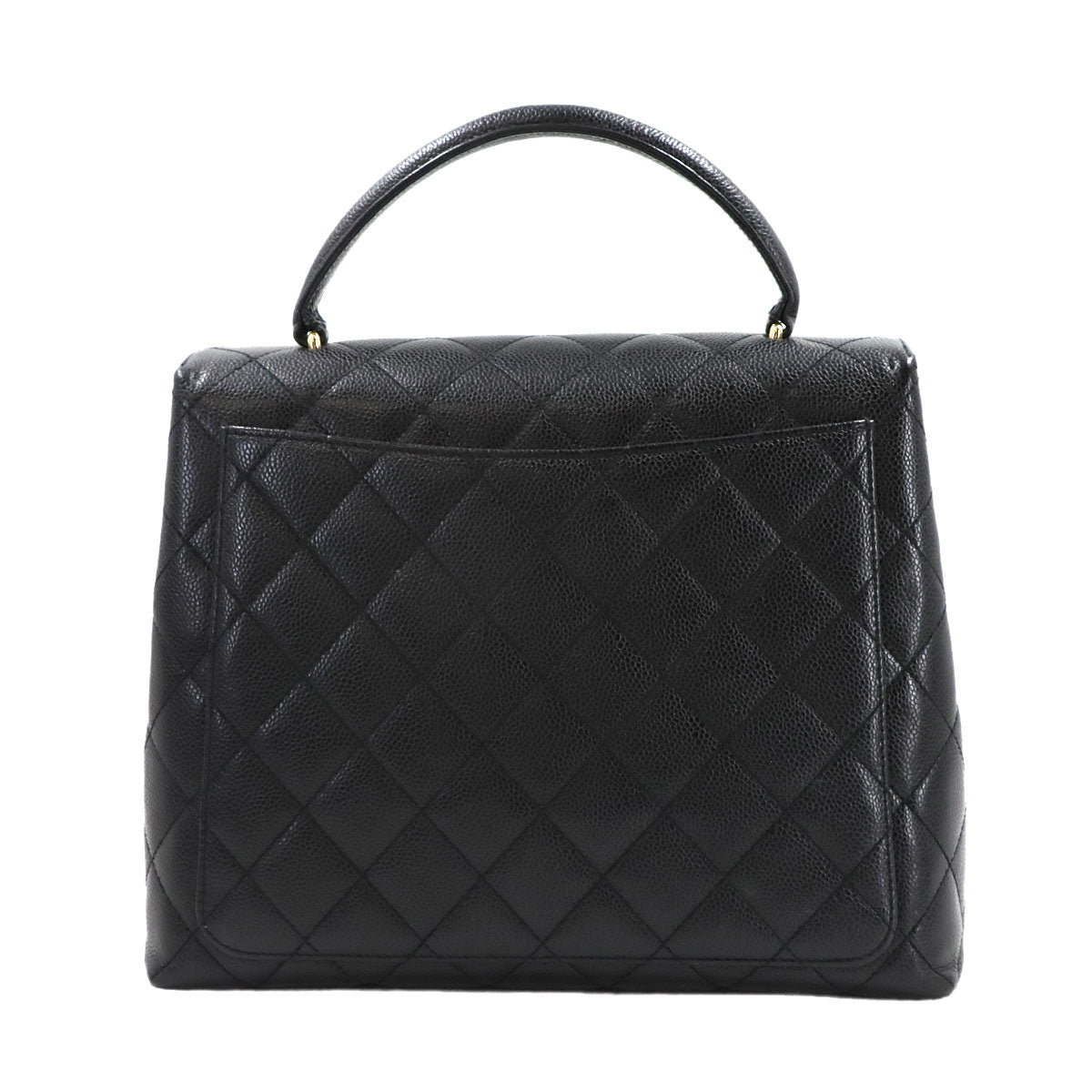 Matelasse Hand Bag Leather Black A12397 Vintage