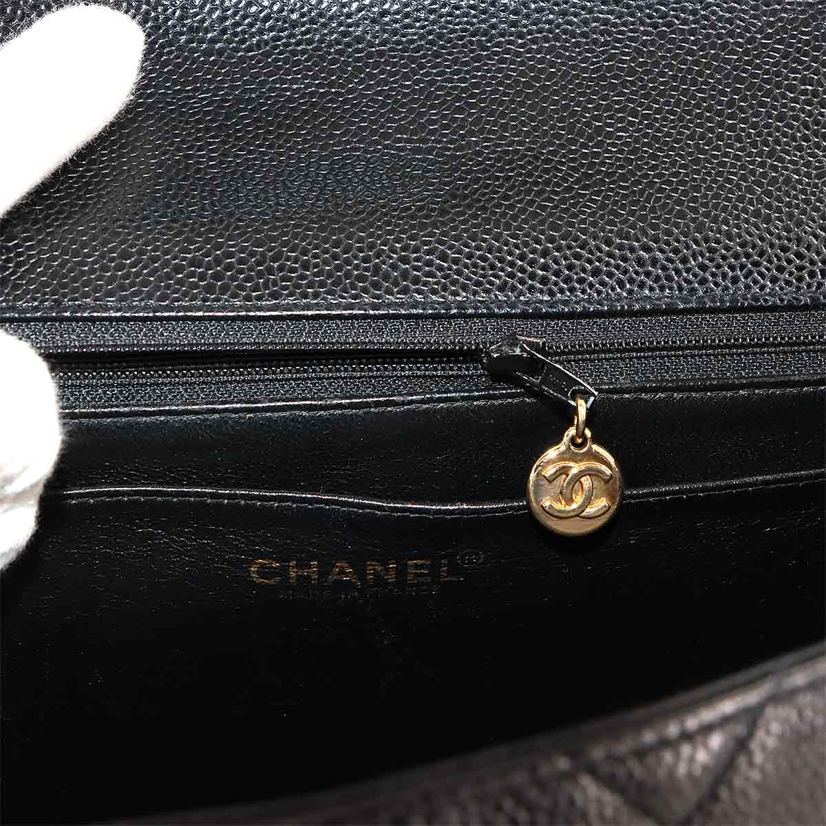 Matelasse Hand Bag Leather Black A12397 Vintage